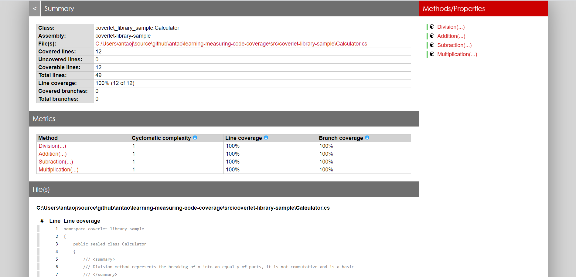 dotnet ReportGenerator class